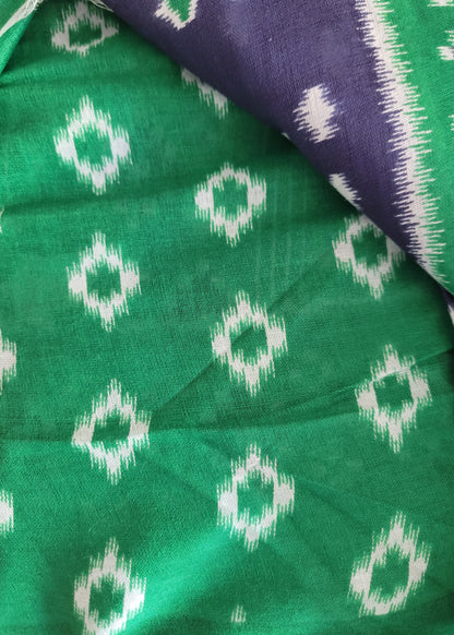Green and Blue Cotton Saree- Andhra