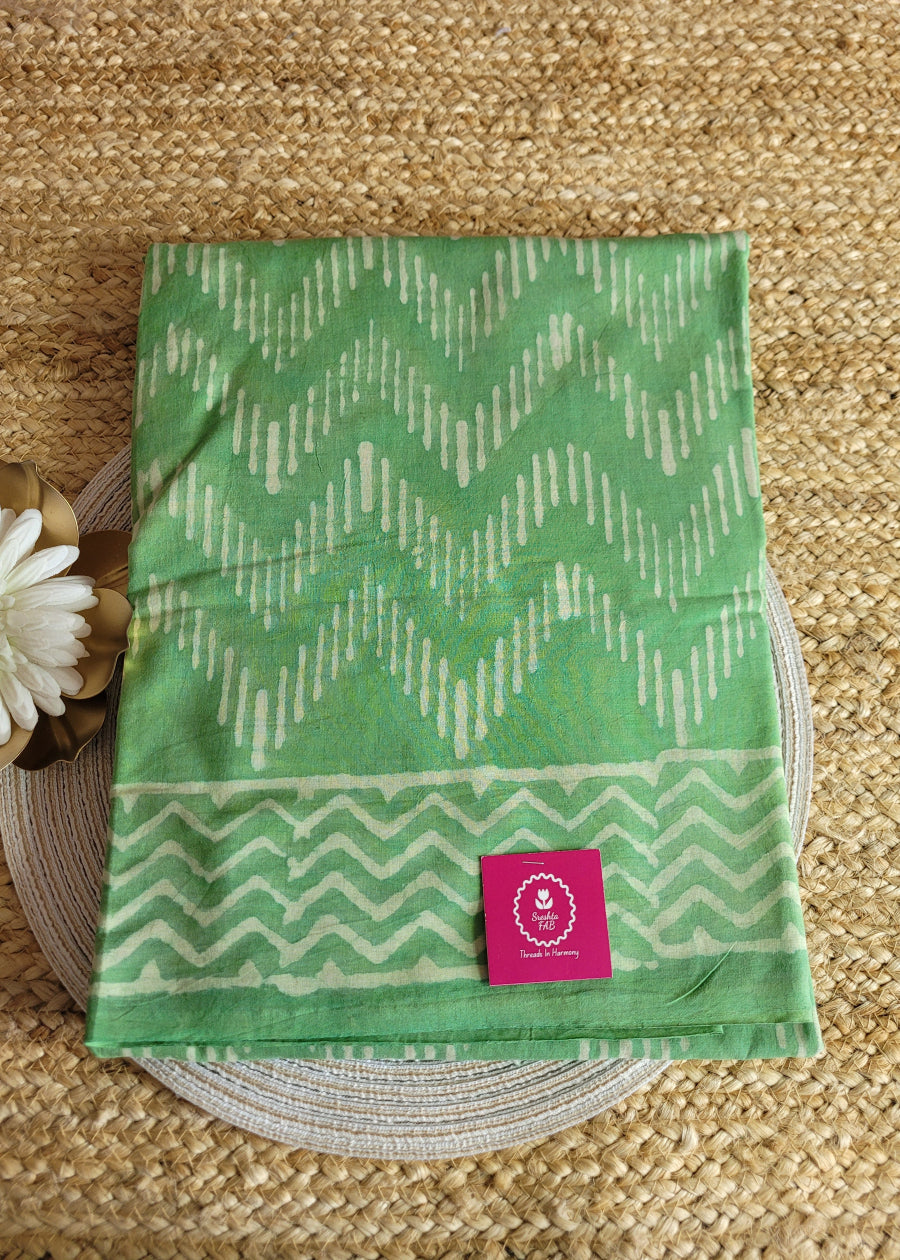 Sage Green Pure Cotton Saree- Jaipur