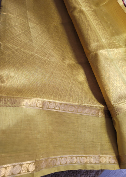Dark Maroon And Golden Yellow Silk-Cotton Saree- TN
