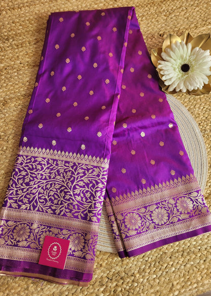 Dark and Light Purple Dual Toned Semi Silk- Banaras