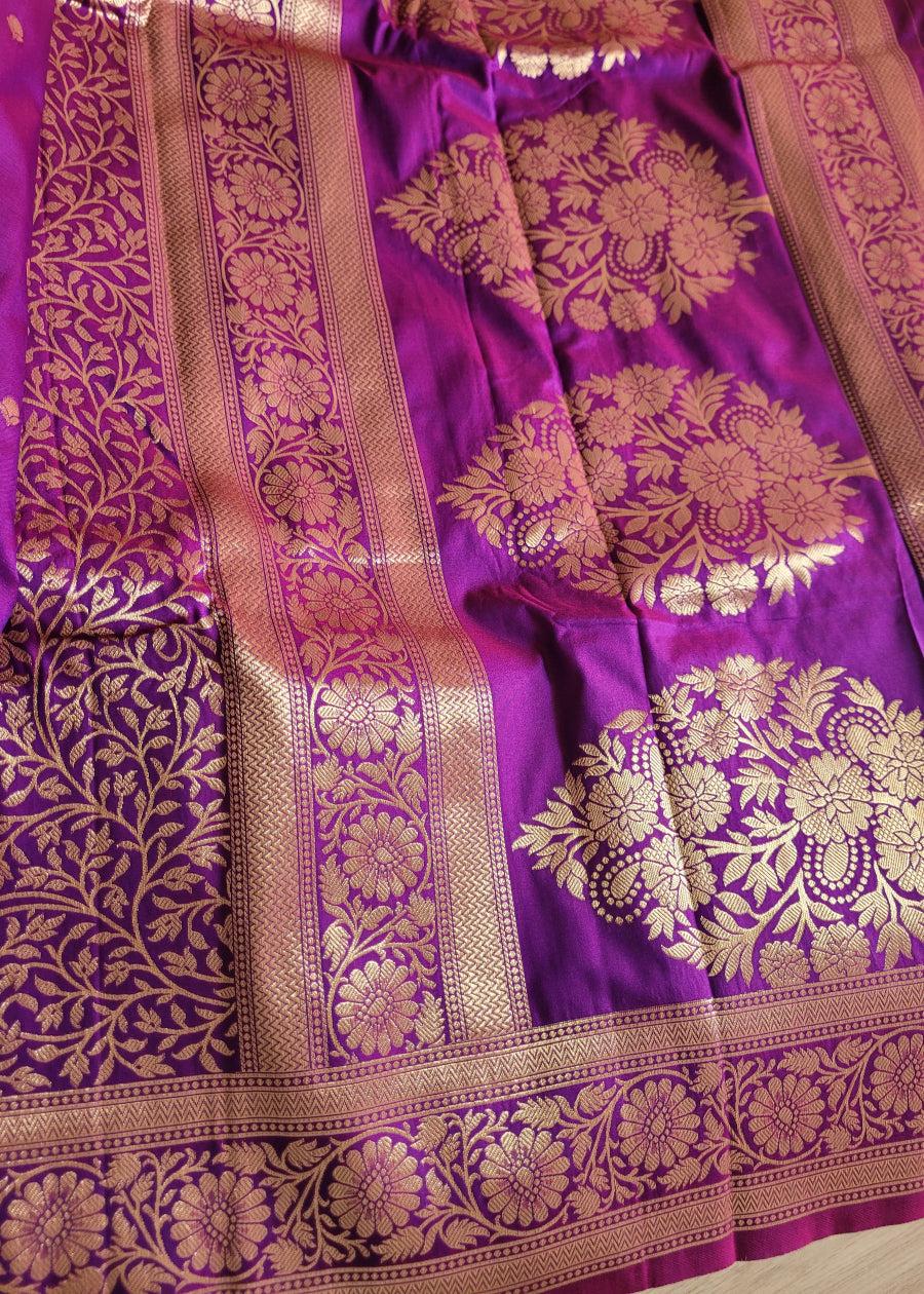 Dark and Light Purple Dual Toned Semi Silk- Banaras