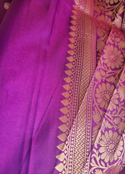 Dark and Light Purple Dual Toned Semi Silk- Banaras