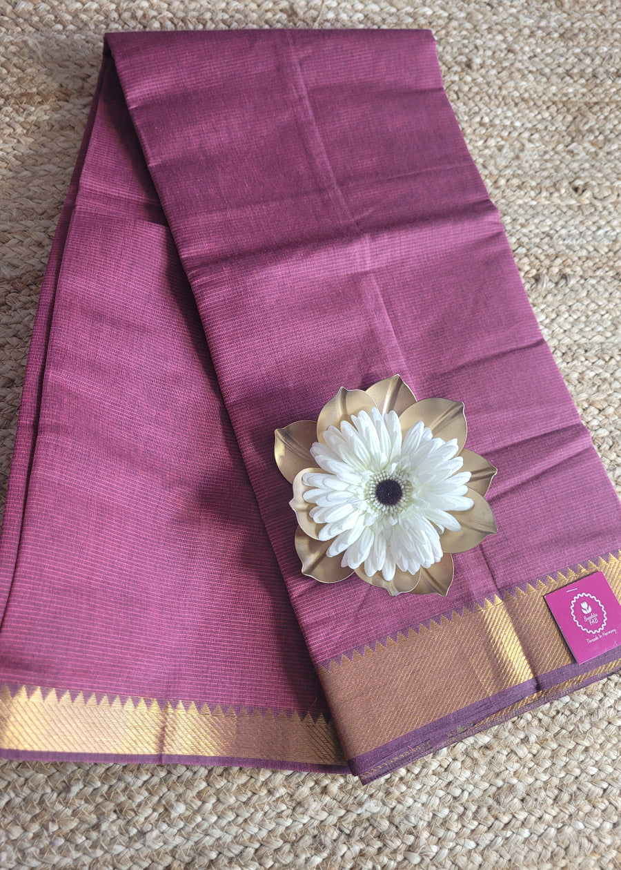 Mauve Pink Mangalgiri Cotton Saree- Andhra