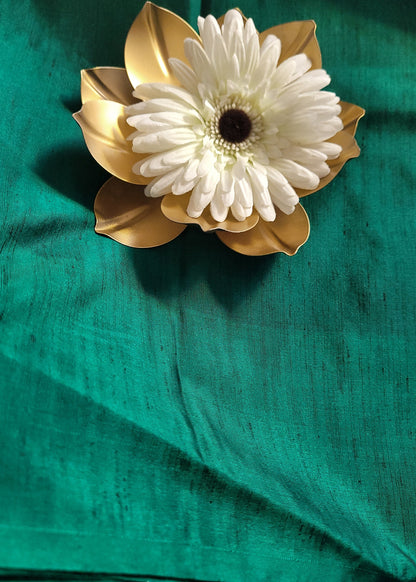 Brick Red and Green Dual Toned Semi Tussar Silk Saree- Banaras