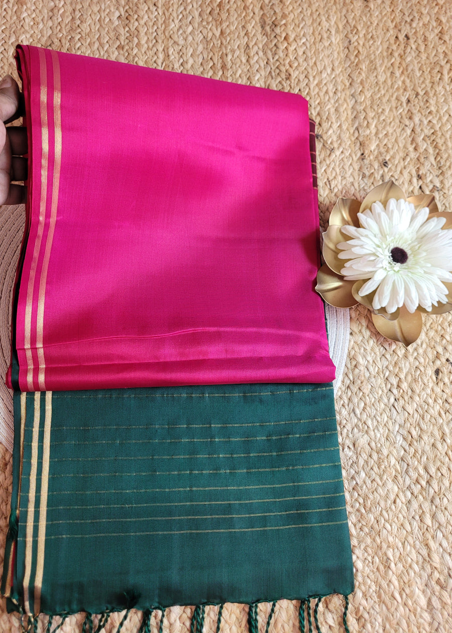 Rani Pink And Green Kanchipuram  Silk Saree - TN