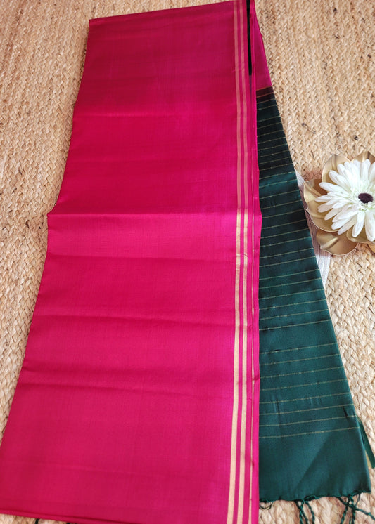 Rani Pink And Green Kanchipuram  Silk Saree - TN