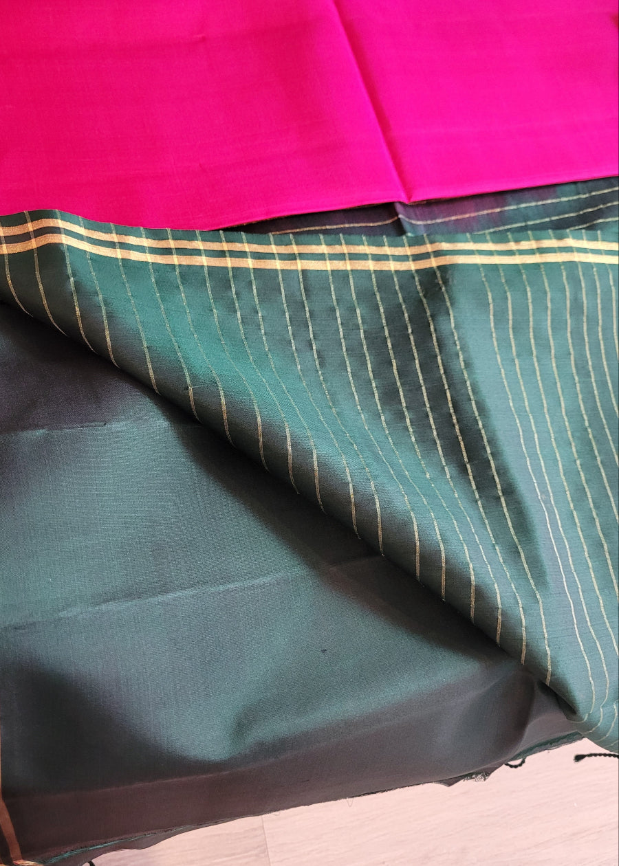 Rani Pink And Green Kanchipuram  Silk Saree - TN