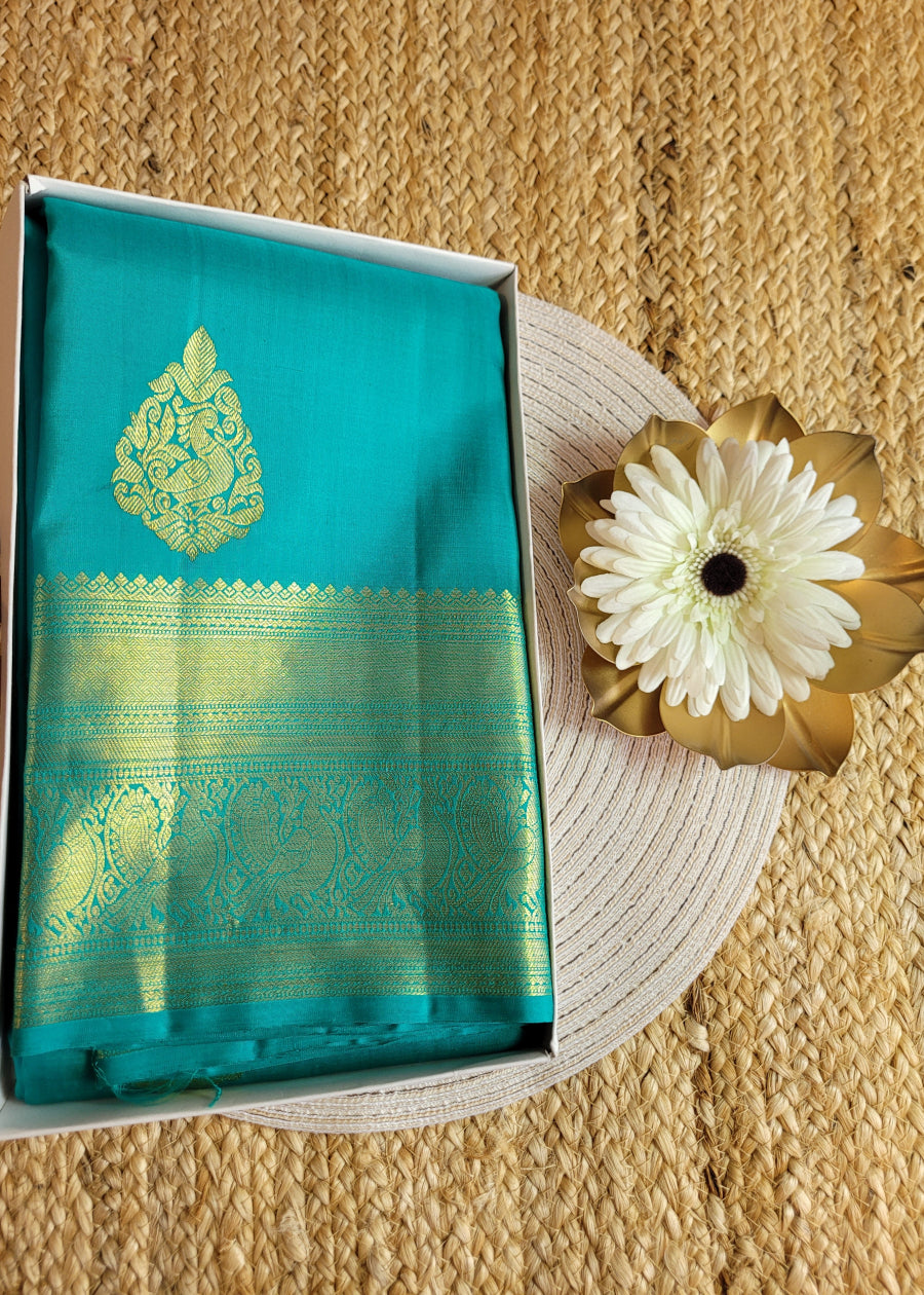 Sea Green Pure Kanchipuram  Silk Saree - TN