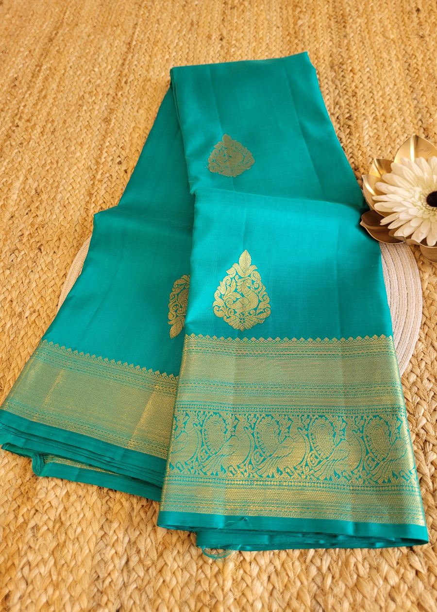 Sea Green Pure Kanchipuram  Silk Saree - TN
