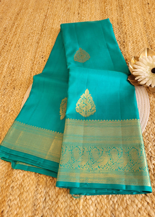 Sea Green Pure Kanchipuram  Silk Saree - TN