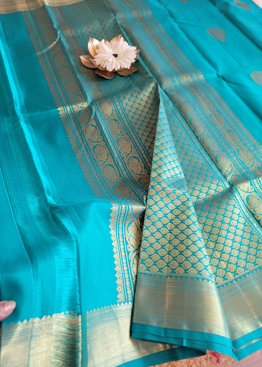 Sea Green Pure Kanchipuram  Silk Saree - TN