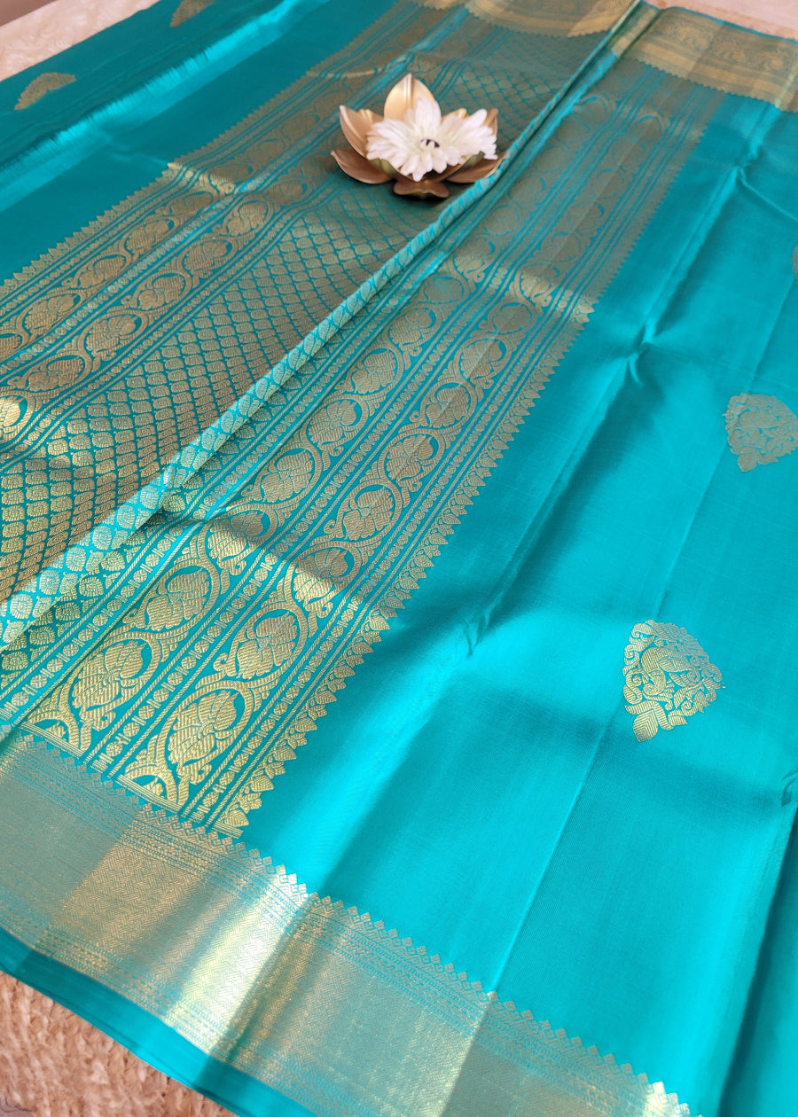 Sea Green Pure Kanchipuram  Silk Saree - TN
