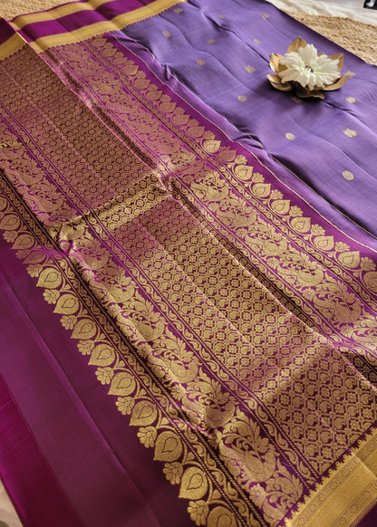 Purple And Mauve Pure Kanchipuram Silk Saree - TN