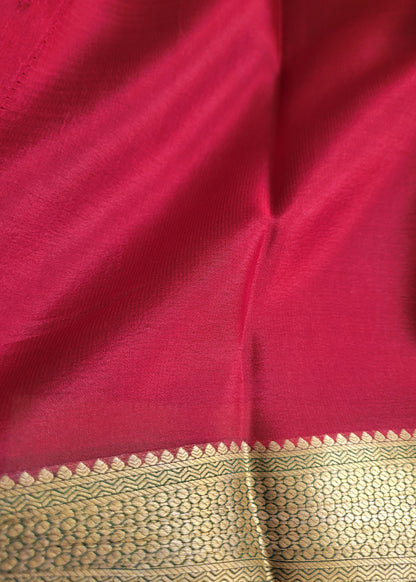 Maroon And Green Pure Mysore Silk Saree - Karnataka