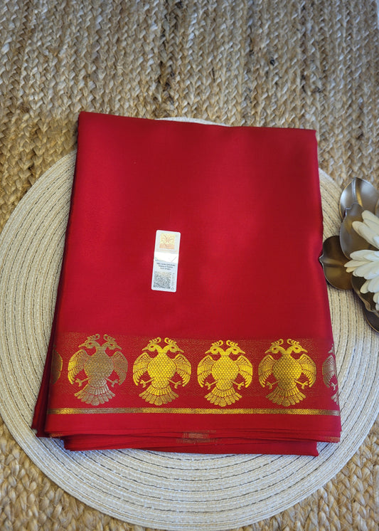 Red Pure Mysore Silk Saree - Karnataka