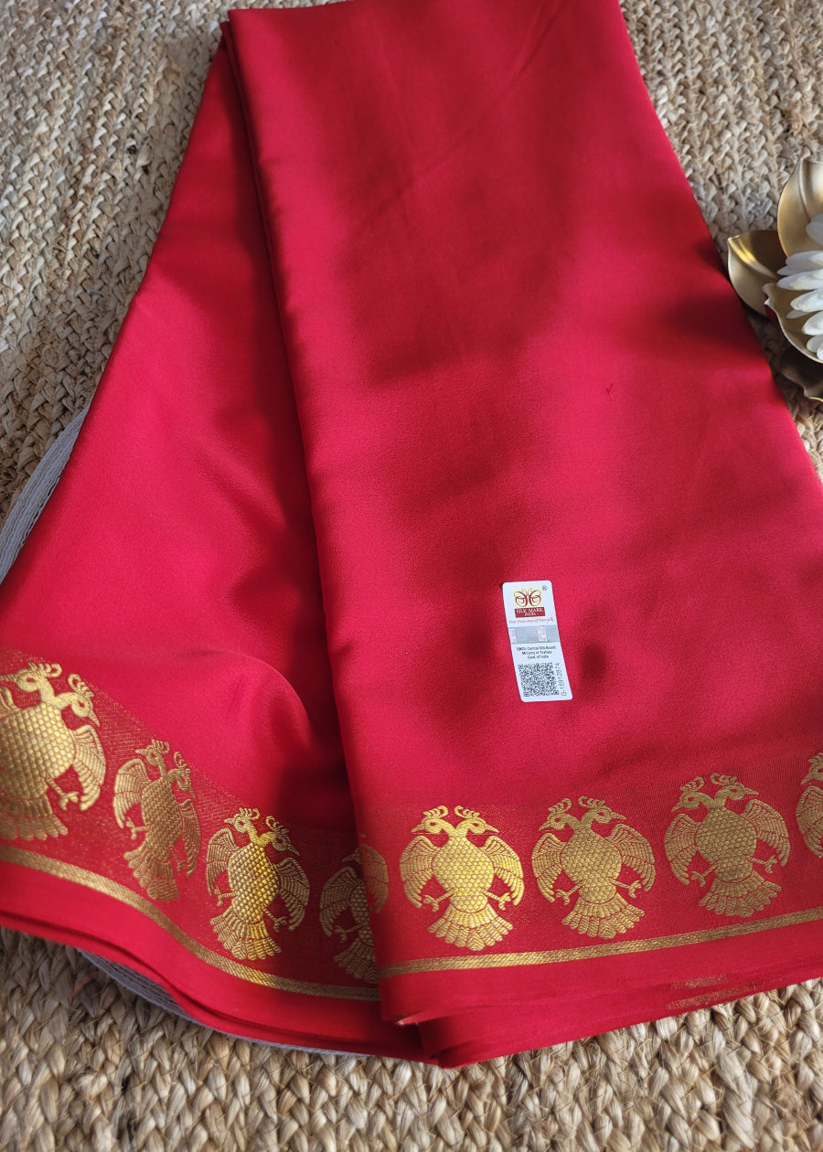 Red Pure Mysore Silk Saree - Karnataka