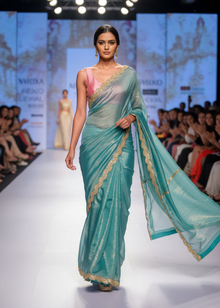 Diwali Special Blue Designer Saree