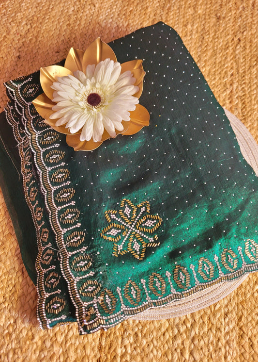 Diwali Special Bottle Green Designer Saree