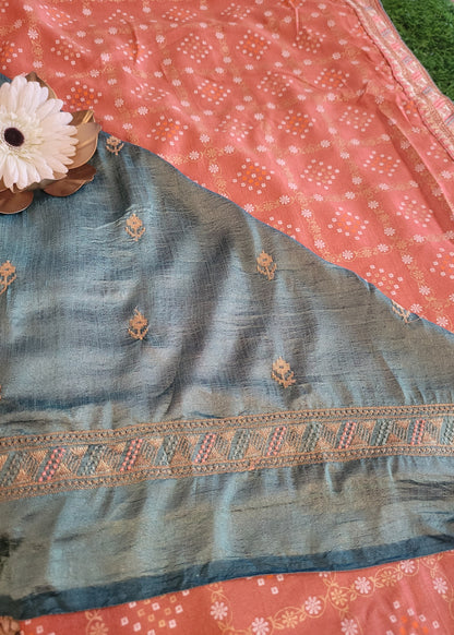 Diwali Special Light Peach Bandhni Saree