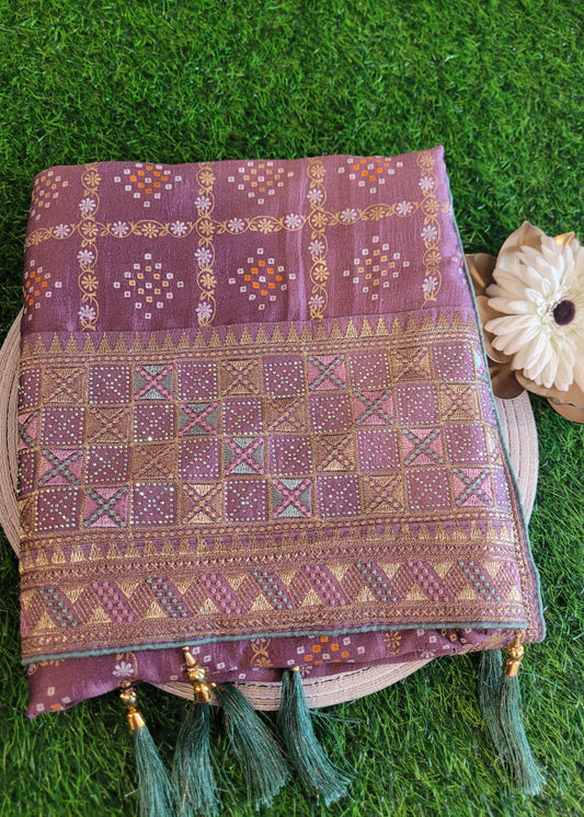 Diwali Special Lavender Colour Bandhni Saree