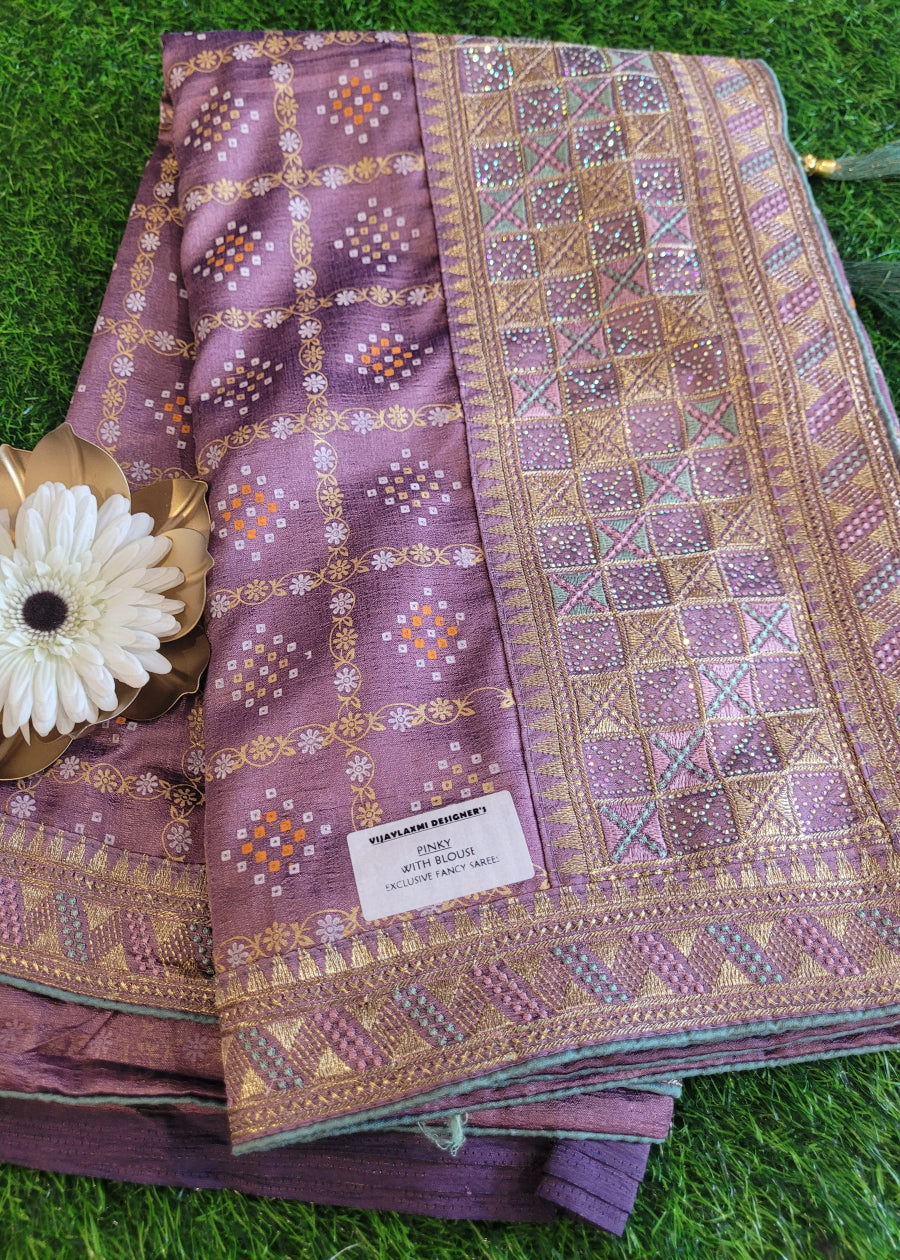 Diwali Special Lavender Colour Bandhni Saree