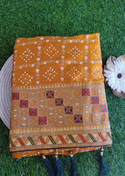Diwali Special Yellow Bandhni Saree