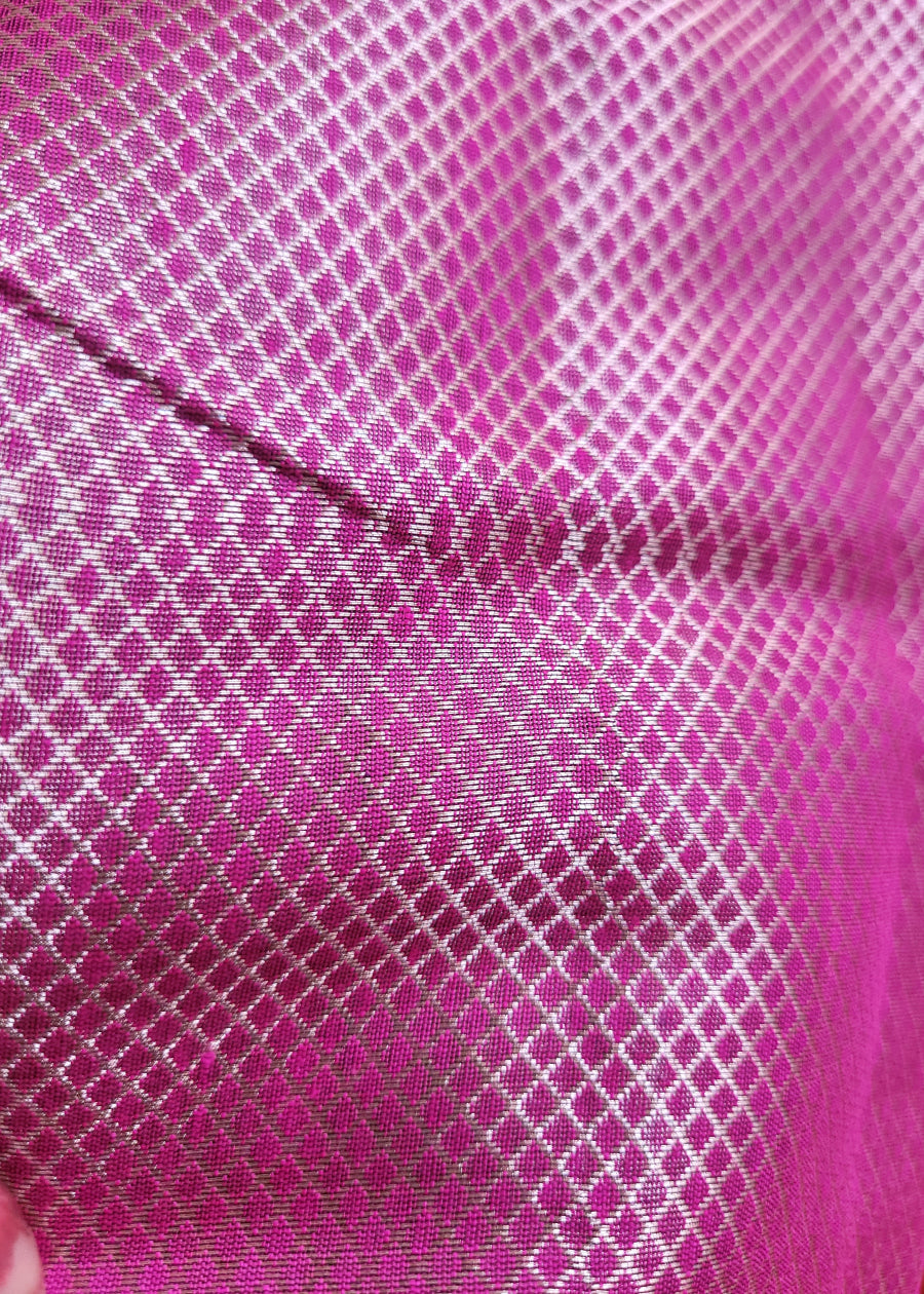 Purplish Pink Linen Cotton Saree- Banaras