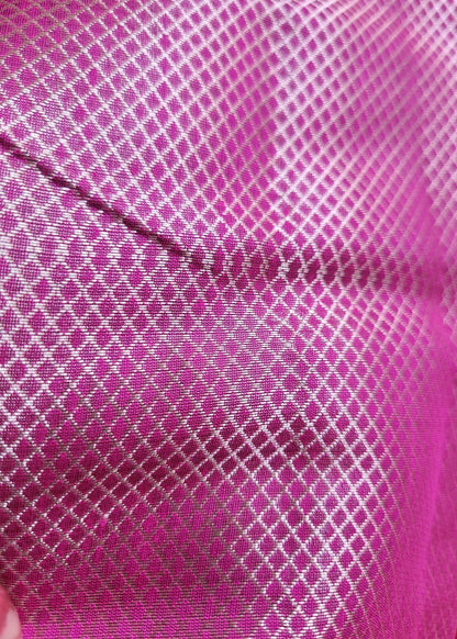 Purplish Pink Linen Cotton Saree- Banaras