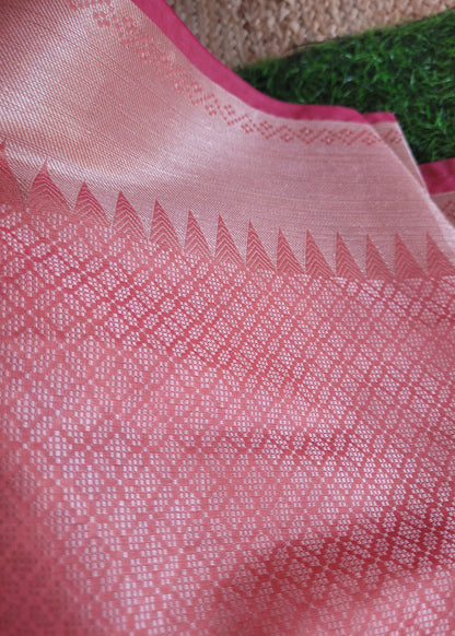 Peach Semi Silk Saree- Banaras