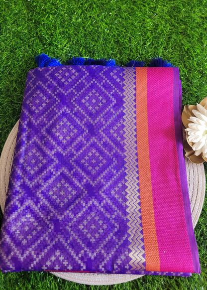 Purple and Pink Chanderi Saree- Banaras