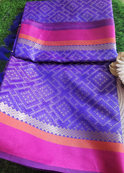 Purple and Pink Chanderi Saree- Banaras