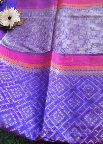 Purple and Pink Chanderi Saree- Banaras
