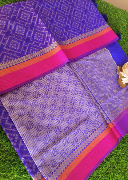 Purple and Pink Chanderi Saree- Banaras