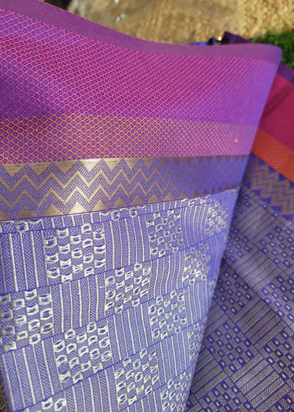 Purple and Pink Chanderi Saree- Banaras