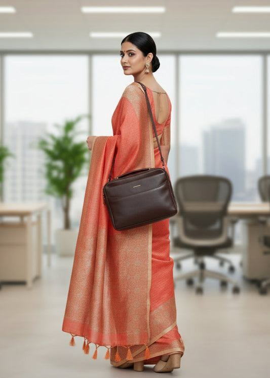 Peach Colour Banarasee Kota Saree- Banaras