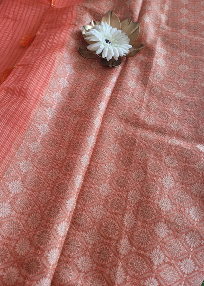 Peach Colour Banarasee Kota Saree- Banaras