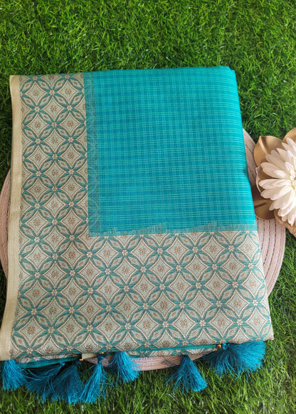 Turquoise Blue Banarasee Kota Saree- Banaras