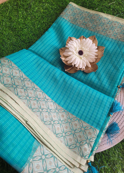 Turquoise Blue Banarasee Kota Saree- Banaras