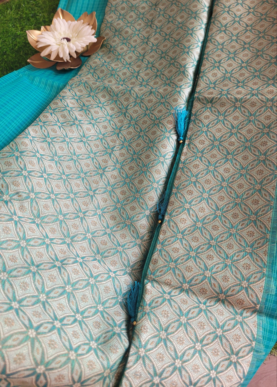 Turquoise Blue Banarasee Kota Saree- Banaras