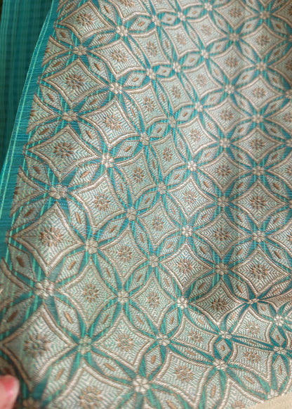 Turquoise Blue Banarasee Kota Saree- Banaras