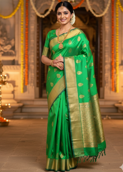 Green Kanchipuram  Silk Saree - TN