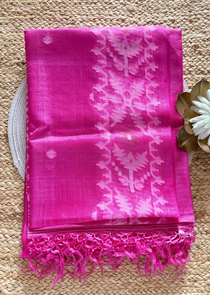 Pink Pure Tussar Jamdani Silk - Bengal