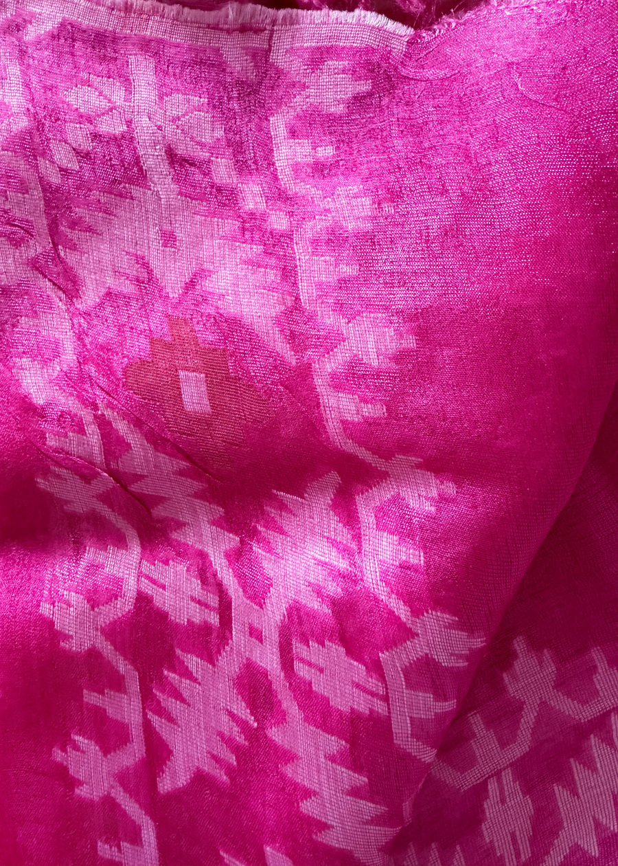 Pink Pure Tussar Jamdani Silk - Bengal