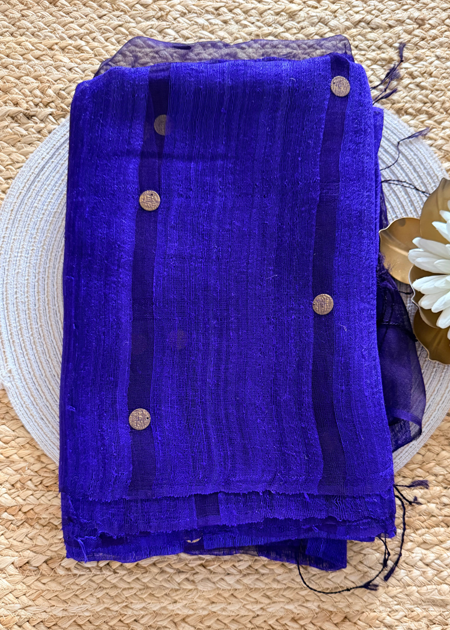 Royal Blue Pure Gini Matka Silk - Bengal