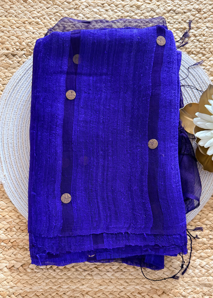 Royal Blue Pure Gini Matka Silk - Bengal