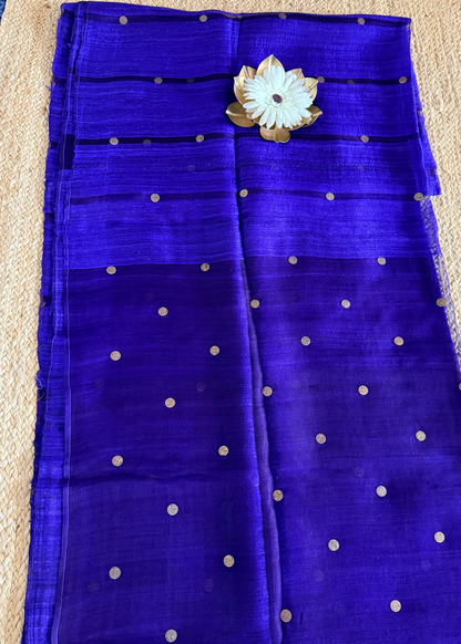 Royal Blue Pure Gini Matka Silk - Bengal