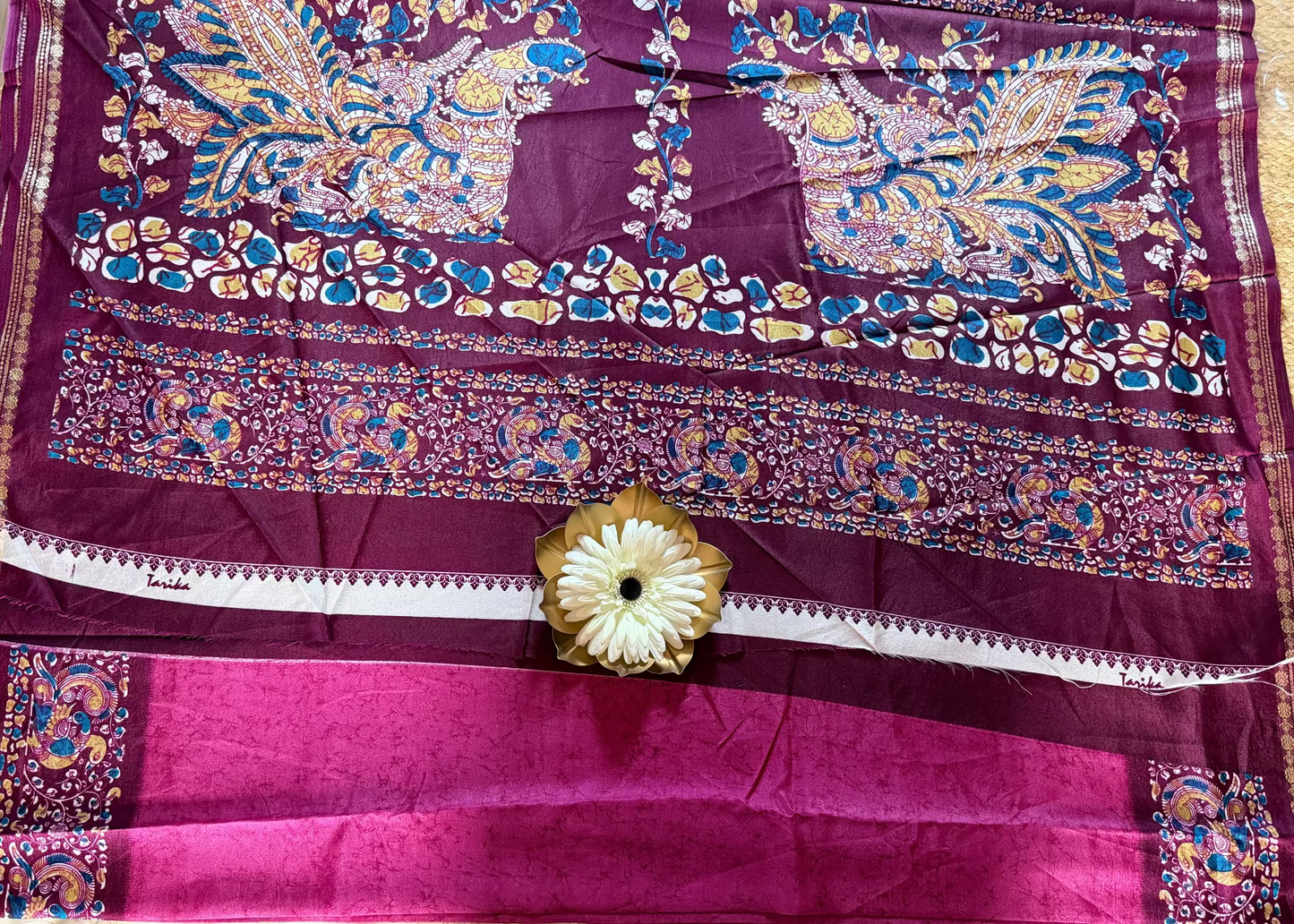 Onion Pink and Maroon Semi Silk Saree - Casual
