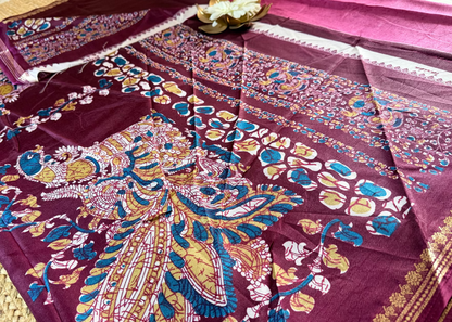 Onion Pink and Maroon Semi Silk Saree - Casual