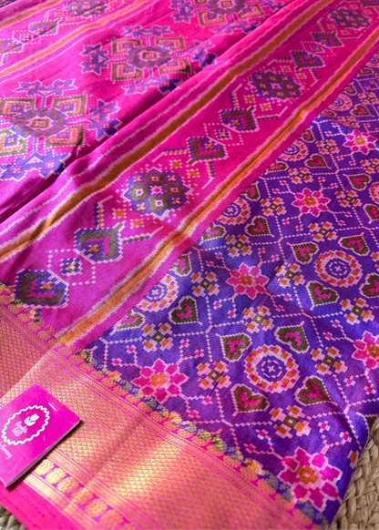 Rani Pink Pochampalli Semi Silk Saree- Andhra