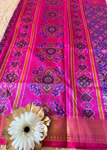 Rani Pink Pochampalli Semi Silk Saree- Andhra